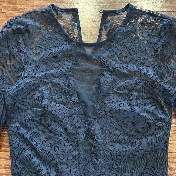 H&M Black Lace mesh sheer bodysuit Chemise ELEGENT sexy cocktail party size 2 - Picture 4 of 16